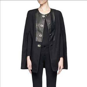 Sandro Leather Insert Wool Cape